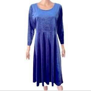 Lands’ End Blue Velvet Dress MEDIUM